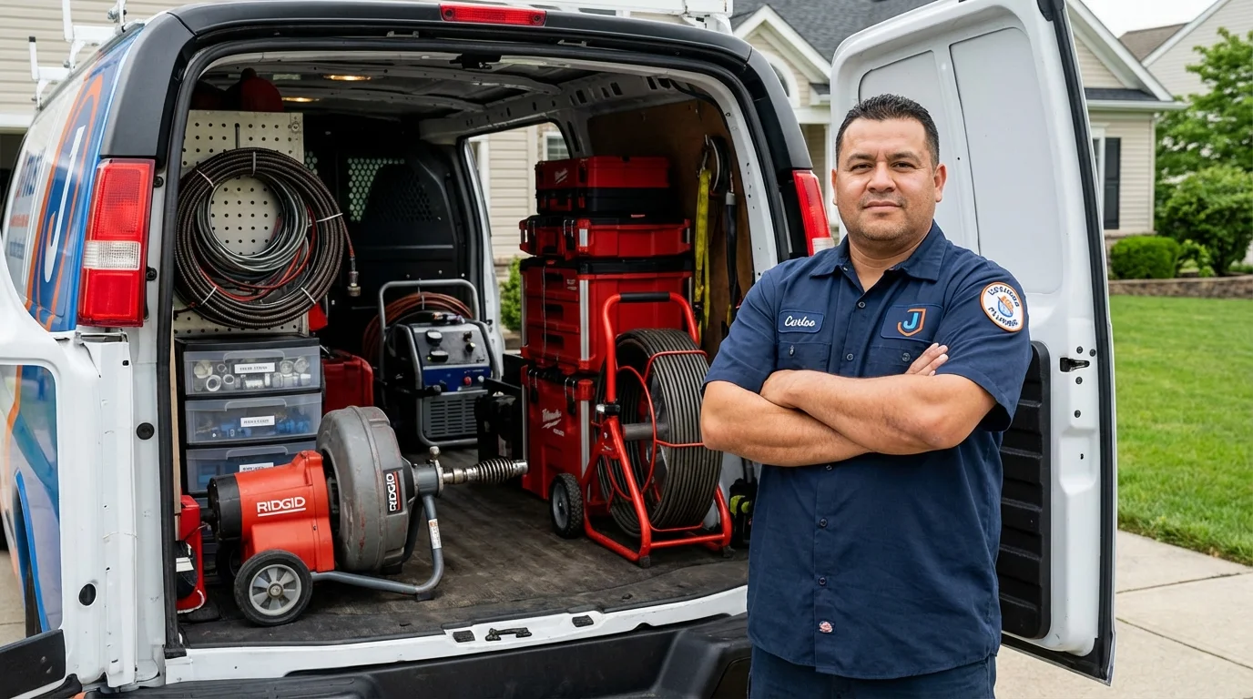 Professional drain cleaning equipment and Johns Plumbing LLC plumber in Palmer